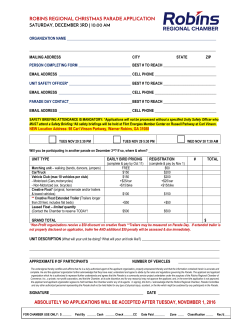 ROBINS REGIONAL CHRISTMAS PARADE APPLICATION