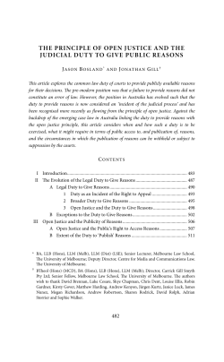 The Principle of Open Justice and the Judicial Duty to Give Public