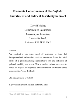Economic Consequences of the Intifada: Investment and Political