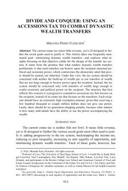 Divide and Conquer: Using An Accessions Tax to Combat Dynastic