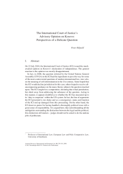The International Court of Justice`s Advisory Opinion on Kosovo
