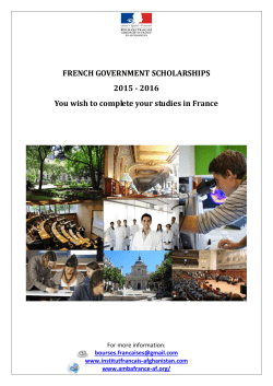 FRENCH GOVERNMENT SCHOLARSHIPS 2015
