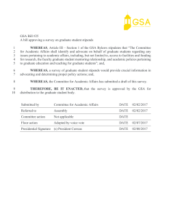 GSA Bill #25 A bill approving a survey on graduate student stipends