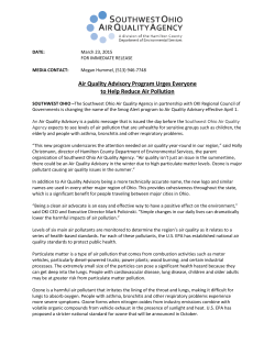 Air Quality Advisory Program Urges Everyone to Help Reduce Air