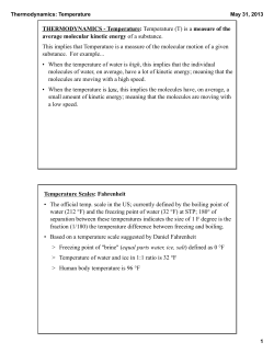 THERMODYNAMICS - Temperature