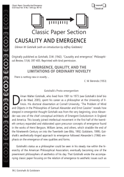 CAUSALITY AND EMERGENCE Classic Paper Section