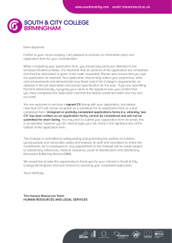 Dear Applicant Further to your recent enquiry, I am pleased to