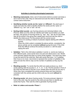 Activities to develop phonological awareness