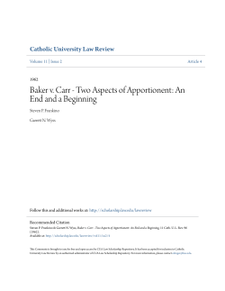 Baker v. Carr - Two Aspects of Apportionent: An End and a Beginning