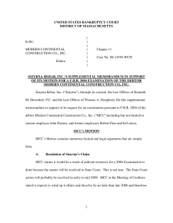 1 UNITED STATES BANKRUPTCY COURT DISTRICT OF