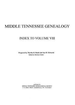 to Volume VIII - Middle Tennessee Genealogical Society