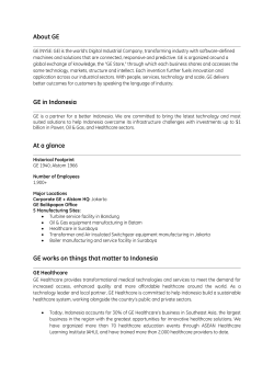 About GE GE in Indonesia At a glance GE works on things