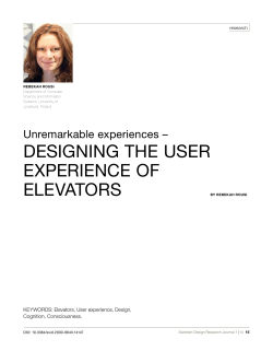 designing the UseR expeRience of elevatoRs