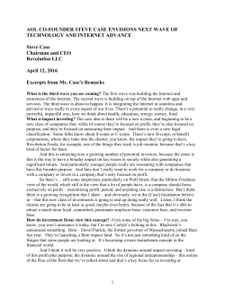 AOL CO-FOUNDER STEVE CASE ENVISIONS NEXT WAVE OF