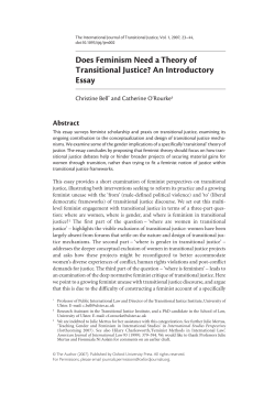 Does Feminism Need a Theory of Transitional Justice? An
