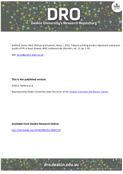 Tobacco smoking predicts depression and poorer - DRO