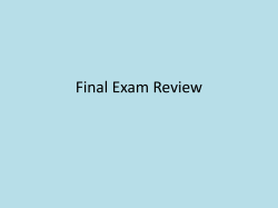 Final Exam Review