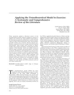 Applying the Transtheoretical Model to Exercise