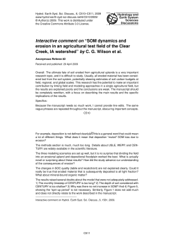 Interactive comment on “SOM dynamics and erosion in an