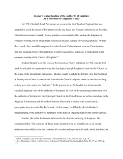 Hooker`s Understanding of the Authority of Scripture As a Resource for