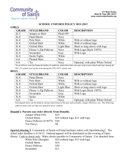 Uniform Policy - Community of Saints Regional Catholic School