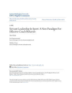 Servant Leadership In Sport: A New Paradigm For Effective Coach