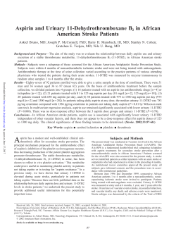 Aspirin and Urinary 11-Dehydrothromboxane B2 in African
