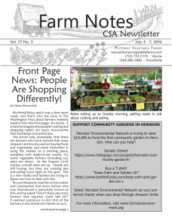 Farm Notes - Potomac Vegetable Farms