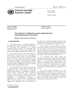 General Assembly Security Council - Afghanistan Mission to the UN