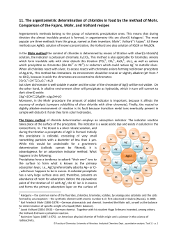 11. Argentometric determination of chlorides in food by the method
