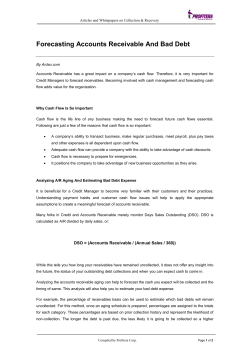 Forecasting Accounts Receivable And Bad Debt