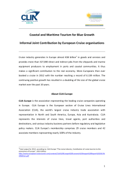 Coastal and Maritime Tourism for Blue Growth Informal Joint