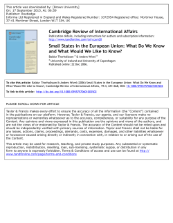 Small States in the European Union: What Do We Know and What