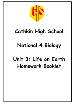 Cathkin High School National 4 Biology Unit 3: Life on Earth