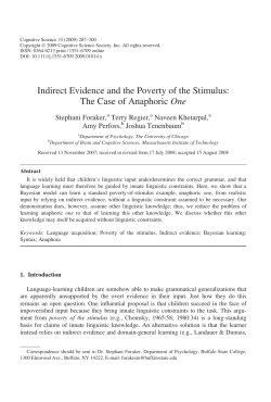 The Case of Anaphoric One - Language and Cognition Lab
