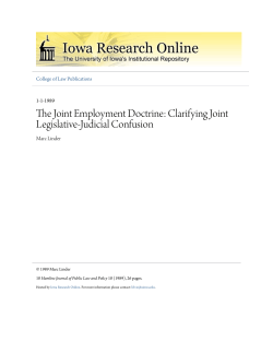 The Joint Employment Doctrine: Clarifying Joint Legislative