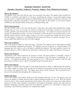 READING STRATEGY--SOAPSTRA (Speaker, Occasion, Audience