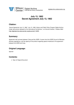 July 13, 1962 Secret Agreement July 13, 1962