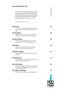 Drinks menu