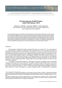 The Herculaneum Graffiti Project: Initial Field Season