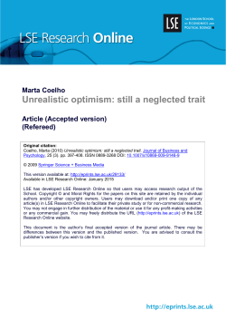 Unrealistic optimism: still a neglected trait