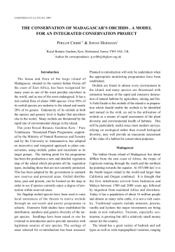 The conservation of Madagascar`s orchids . A model for an