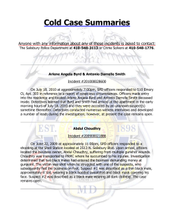 Cold Case Summaries - Salisbury Police Department