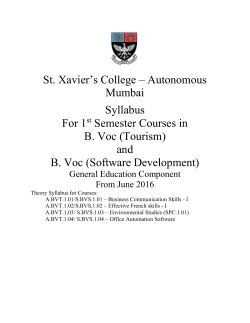 St. Xavier`s College – Autonomous Mumbai Syllabus For 1 Semester