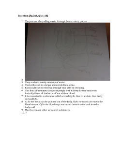 Excretion (Pg 264, Q`s 1-‐10) 1. The process of expelling waste