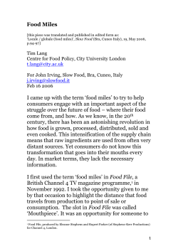 food miles - City, University of London
