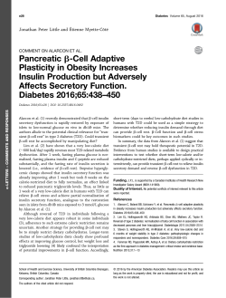 Comment on Alarcon et al. Pancreatic &beta;-Cell Adaptive