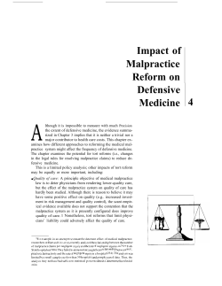 Impact of Malpractice Reform on Defensive Medicine