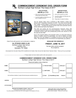 COMMENCEMENT CEREMONY DVD: ORDER FORM