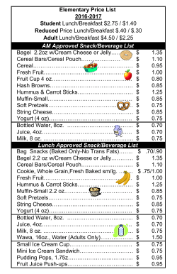 Bagel 2.2oz w/Cream Cheese or Jelly&hellip;&hellip;&hellip;&hellip;&hellip;&hellip;&hellip;..&hellip;&hellip; 1.35